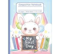 Cute Kawaii Bunny Composition Notebook: | Pastel Bunny with Chalkboard | Wide Ruled Journal | 7.5" x 9.25" | 110 Pages | Perfect for Kids, Girls, Teens, Students | Back to School Supplies