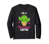 Cute Kawaii Cactus Plant Desert Lover Cartoon Succulent Maglia a Manica