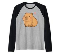 Cute Kawaii Capybara Adorable Animal, Lover Chibi Pet Maglia con Maniche Raglan