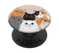 Cute Kawaii Cat Group Selfie Cartoon Kittens PopSockets PopGrip Adesivo