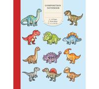 Cute Kawaii Dinosaur Pattern for Kids and Boys Composition Notebook: Wide-Ruled, 110 Pages, 7.5 x 9.25 Inch Writing Exercise Journal For Boys and Girls | Back To School Gift For Students