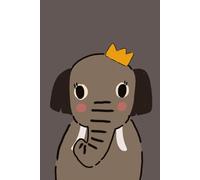 Cute Kawaii Elephant with Crown - Adorable Baby Elephant Illustration