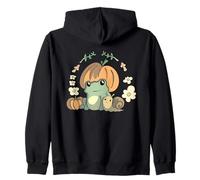 Cute Kawaii Fall Cottagecore Aesthetic Frog with Pumpkin Felpa con Cappuccio