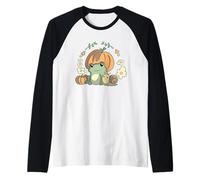 Cute Kawaii Fall Cottagecore Aesthetic Frog with Pumpkin Maglia con Maniche Raglan