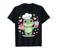 Cute Kawaii Frog Boba Strawberry Cake Bubble Tea Boys Girls Maglietta