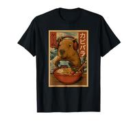 Cute Kawaii Gamer Capybara Ramen Retro Japanese Gaming Maglietta