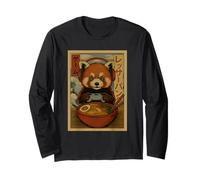 Cute Kawaii Gamer Red Panda Ramen Retro Japanese Gaming Maglia a Manica
