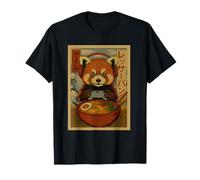 Cute Kawaii Gamer Red Panda Ramen Retro Japanese Gaming Maglietta