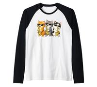 Cute Kawaii Kitten Saxophone Trio Music Lovers Maglia con Maniche Raglan