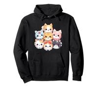 Cute Kawaii Kittens Pile Chibi Anime Multiple Cat Lover Felpa con Cappuccio