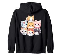 Cute Kawaii Kittens Pile Chibi Anime Multiple Cat Lover Felpa con Cappuccio