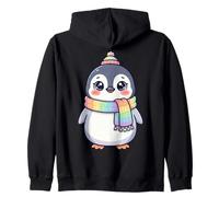 Cute Kawaii Penguin Rainbow Beanie Scarf Winter Felpa con Cappuccio