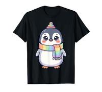 Cute Kawaii Penguin Rainbow Beanie Scarf Winter Maglietta