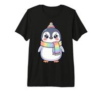Cute Kawaii Penguin Rainbow Beanie Scarf Winter Maglietta Premium