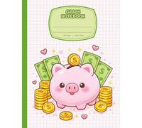 Cute Kawaii Piggy Bank Grid Paper Notebook for Math, School & Graphing