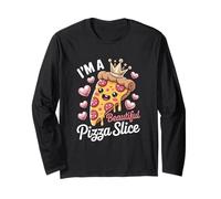 Cute Kawaii Pizza Slice Food Lover Cartoon Graphic kawaii Maglia a Manica