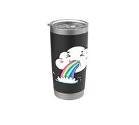 Cute Kawaii Rainbow Puking Cloud Design Bicchiere termico in acciaio inox doppia parete