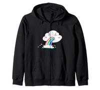 Cute Kawaii Rainbow Puking Cloud Design Felpa con Cappuccio