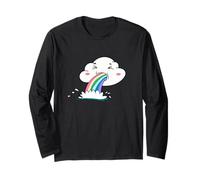 Cute Kawaii Rainbow Puking Cloud Design Maglia a Manica