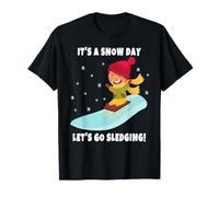 Cute Kid Snow Day Inverno Divertimento Sledging Maglietta