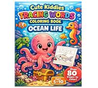 Cute Kiddies Tracing Cursive Words Coloring Book: Ocean Life: Practice Coloring Cursive Workbook for Kids