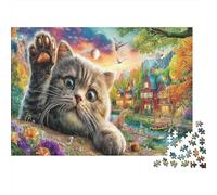 Cute Kitten 1000Pc for Adults Gifts Adorable Cat with Colorful Background Educational Game Challenge Brainteasing Activity 38x26cm/1000pcs