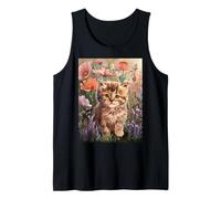 Cute Kitten Cat Flower Floral Garden Canotta