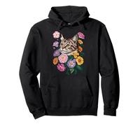 Cute Kitten Cat Flower Floral Garden Felpa con Cappuccio