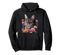 Cute Kitten Cat Flower Floral Garden Felpa con Cappuccio