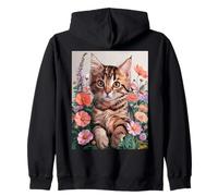 Cute Kitten Cat Flower Floral Garden Felpa con Cappuccio