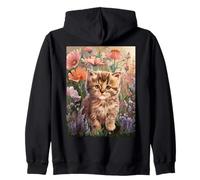 Cute Kitten Cat Flower Floral Garden Felpa con Cappuccio
