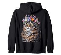 Cute Kitten Cat Flower Floral Garden Felpa con Cappuccio