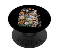 Cute Kitten Cat Flower Floral Garden PopSockets PopGrip Adesivo