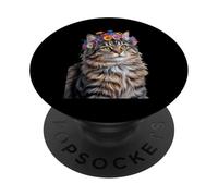 Cute Kitten Cat Flower Floral Garden PopSockets PopGrip Adesivo