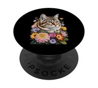 Cute Kitten Cat Flower Floral Garden PopSockets PopGrip Adesivo