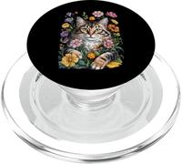 Cute Kitten Cat Flower Floral Garden PopSockets PopGrip per MagSafe