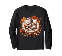 Cute Kitten for Fall Autumn Vibes Sleepy Cat for Cat Lady Maglia a Manica