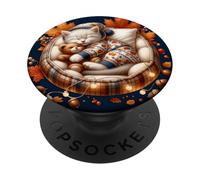 Cute Kitten For Fall Autumn Vibes Sleepy Cat For Cat Lady PopSockets PopGrip Adesivo