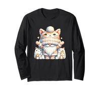 Cute Kitten Grandpa Gnome For Women And Girls Kawaii Cat Maglia a Manica