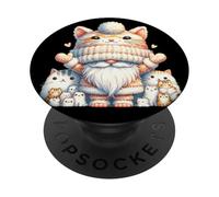 Cute Kitten Grandpa Gnome For Women And Girls Kawaii Cat PopSockets PopGrip Adesivo