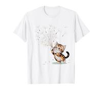 Cute Kitten Holding Dandelion Art for Cat Lovers and Dreamy Maglietta