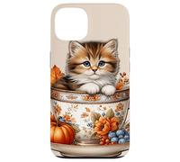 Cute Kitten Kawaii Cats Fall Coffee Mug Autumn Thanksgiving Custodia per iPhone 13