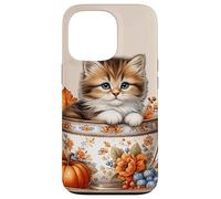 Cute Kitten Kawaii Cats Fall Coffee Mug Autumn Thanksgiving Custodia per iPhone 13 Pro