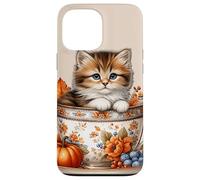 Cute Kitten Kawaii Cats Fall Coffee Mug Autumn Thanksgiving Custodia per iPhone 13 Pro Max