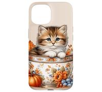 Cute Kitten Kawaii Cats Fall Coffee Mug Autumn Thanksgiving Custodia per iPhone 15