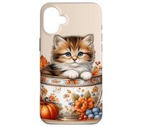 Cute Kitten Kawaii Cats Fall Coffee Mug Autumn Thanksgiving Custodia per iPhone 16 Plus
