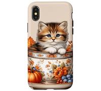 Cute Kitten Kawaii Cats Fall Coffee Mug Autumn Thanksgiving Custodia per iPhone X/XS