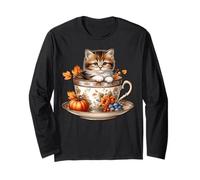 Cute Kitten Kawaii Cats Fall Coffee Mug Autumn Thanksgiving Maglia a Manica