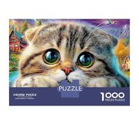 Cute Kitten Scene Set Puzzle in Cartone Robusto Da 1000 Pezzi, Tabby Cat Art, Puzzle Fai Da Te, Gioco Educativo, Sfida, Attività Divertente, Creatività, Arte 38x26cm/1000pcs
