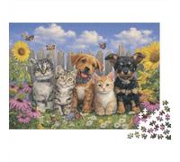 Cute Kittens And Puppies Garden Puzzle Impossible 1000Pcs Decorazione Per La Casa. Giochi Rilassamento E Intelligence Per Adulti E Ragazzi Da 14 Anni 52x38cm/1000pcs